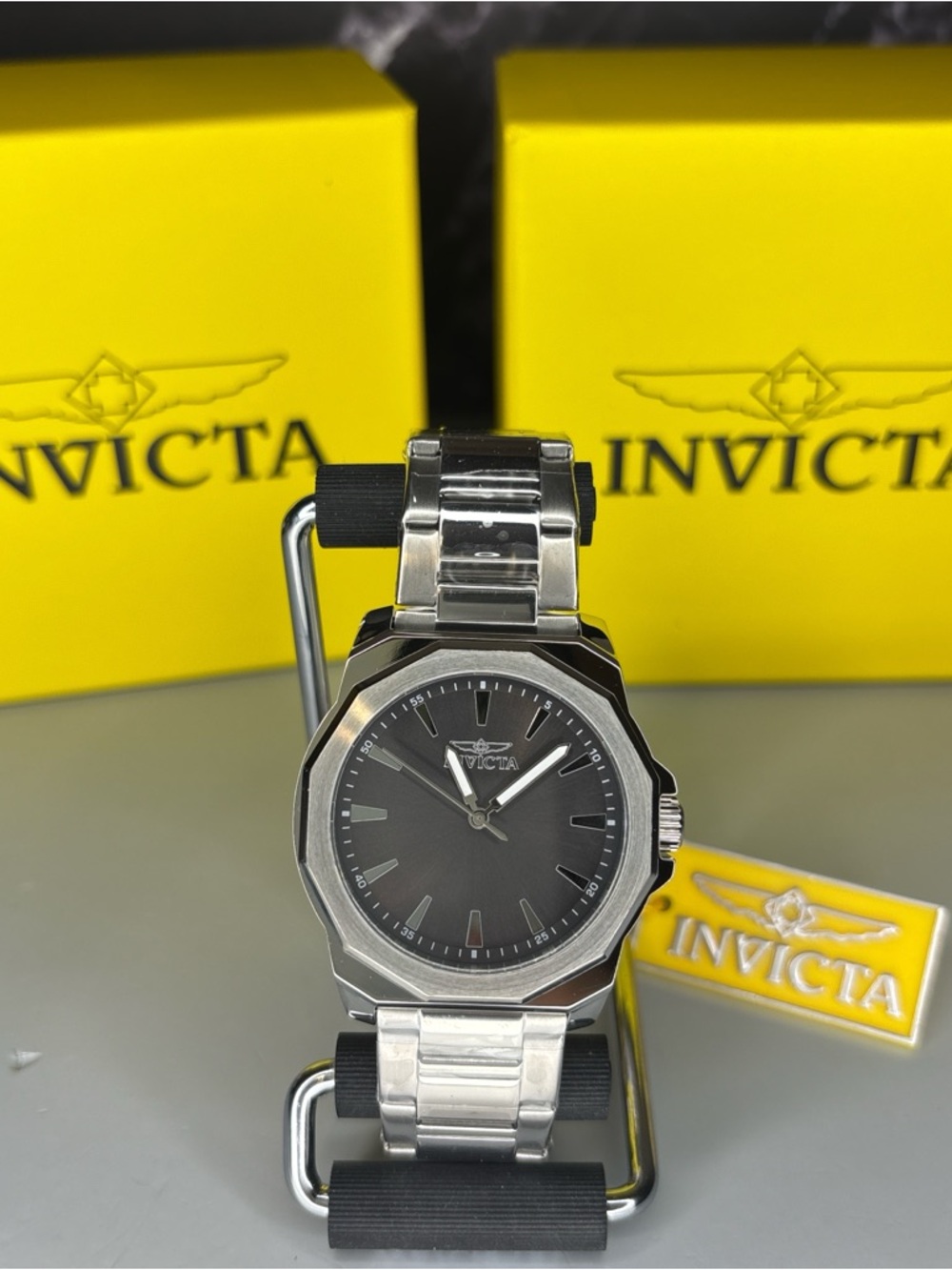 Invicta Speedway Dominus Silver-Tone Watch with dark gray Dial
